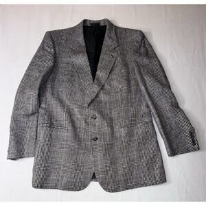 Stafford Executive Blazer‎ Mens 46 Long Sports Coat Silk Grey Houndstooth